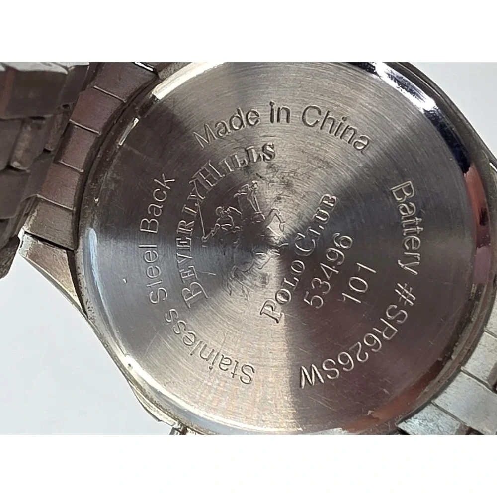 Beverly Hills Polo Club Mens Silver Tone Quartz Watch 53496 101 SR626SW‎